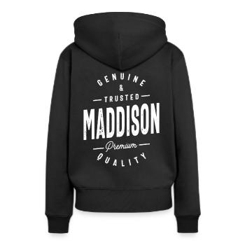 Maddison Personalized Name - Women’s Premium Organic Hoodie - black - Back - Julia (174cm)