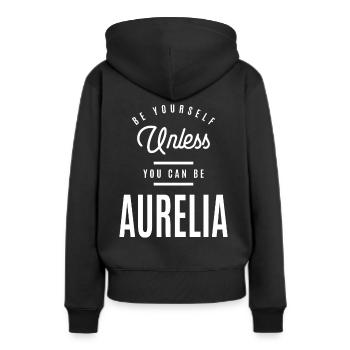 Aurelia Personalized Name - Women’s Premium Organic Hoodie - black - Back - Julia (174cm)
