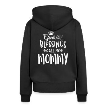 Mes plus grandes bénédictions Appelez-moi maman - Sweat à capuche Premium bio Femme - noir - Dos - Julia (174cm)