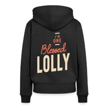 Lolly - Design for Moms and Grandmas - Women’s Premium Organic Hoodie - black - Back - Julia (174cm)