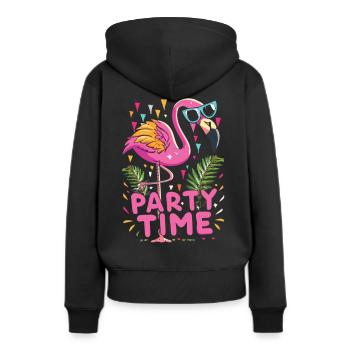 Fête exotique avec flamants roses - Party Time - Sweat à capuche Premium bio Femme - noir - Dos - Julia (174cm)