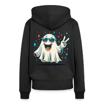 Paix fantomatique : un message paisible d’Halloween - Sweat à capuche Premium bio Femme - noir - Dos - Julia (174cm)