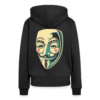 Masque Guy Fawkes - Sweat à capuche Premium bio Femme - noir - Dos - Julia (174cm)