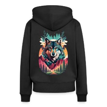 Wolfsgeist in der Wildnis - Frauen Premium Bio Hoodie - Schwarz - Hinten - Julia (174cm)