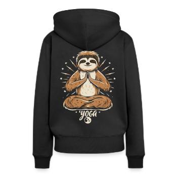 Équilibre et sérénité : le yoga de la paresse - Sweat à capuche Premium bio Femme - noir - Dos - Julia (174cm)