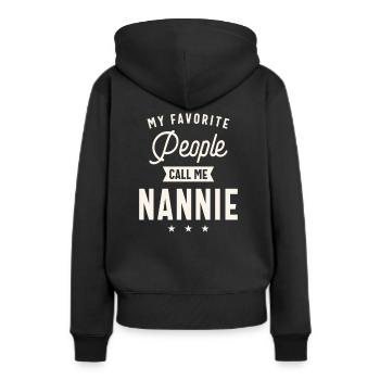 Mes gens préférés m’appellent nounou - Sweat à capuche Premium bio Femme - noir - Dos - Julia (174cm)