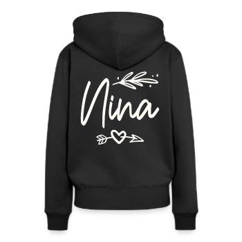 J’aime Nina Drôle Grand-mère - Sweat à capuche Premium bio Femme - noir - Dos - Julia (174cm)