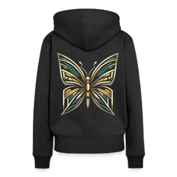 Ailes Vintage : Papillon De Style Art Déco - Sweat à capuche Premium bio Femme - noir - Dos - Julia (174cm)