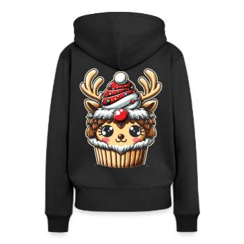 Frohes Fest: Rentier Cupcake - Frauen Premium Bio Hoodie - Schwarz - Hinten - Julia (174cm)