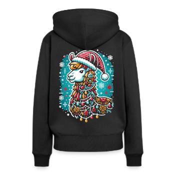 Lama festif : la magie de Noël - Sweat à capuche Premium bio Femme - noir - Dos - Julia (174cm)