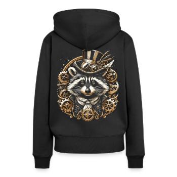 Viktorianischer Waschbär: Steampunk Eleganz - Frauen Premium Bio Hoodie - Schwarz - Hinten - Julia (174cm)