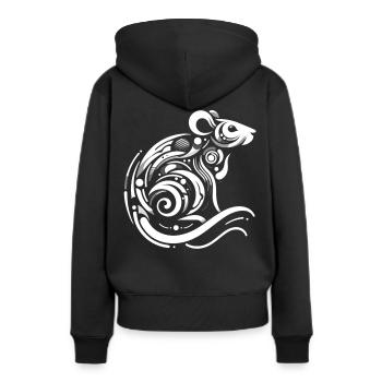 Le rat dans l’abstraction : des lignes astucieuses - Sweat à capuche Premium bio Femme - noir - Dos - Julia (174cm)