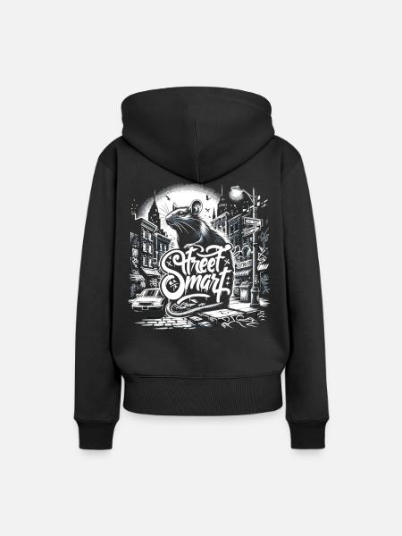 Ratte Straßenkunst - Frauen Premium Bio Hoodie - Schwarz