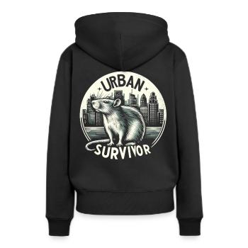 Le rat dans la métropole : la nature sauvage urbaine - Sweat à capuche Premium bio Femme - noir - Dos - Julia (174cm)