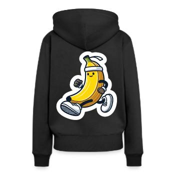 Sportliche Banane - Frauen Premium Bio Hoodie - Schwarz - Hinten - Julia (174cm)
