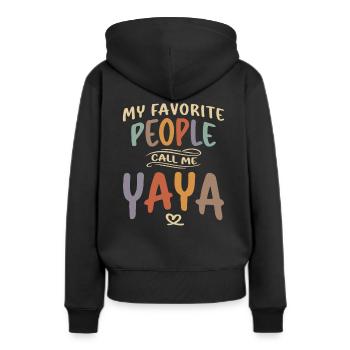 Mes gens préférés m’appellent Yaya - Grand-mère - Sweat à capuche Premium bio Femme - noir - Dos - Julia (174cm)