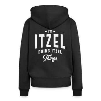 Je suis Itzel Doing Itzel Truc Nom Itzel - Sweat à capuche Premium bio Femme - noir - Dos - Julia (174cm)