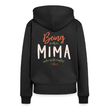 Être Mima rend ma vie complète - Fête des Mères - Sweat à capuche Premium bio Femme - noir - Dos - Julia (174cm)