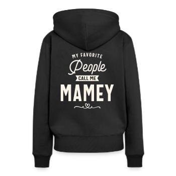 Meine Lieblingsmenschen nennen mich Mamey - Muttertag - Frauen Premium Bio Hoodie - Schwarz - Hinten - Julia (174cm)
