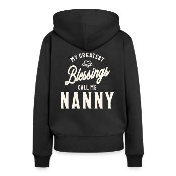 Mes plus grandes bénédictions Appelez-moi Nounou - Fête des Mères - Sweat à capuche Premium bio Femme - noir - Dos - Julia (174cm)