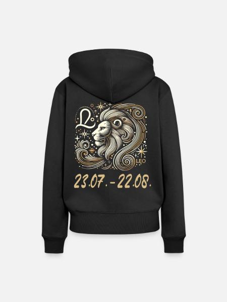 Himmlischer Löwe Sternzeichen - Frauen Premium Bio Hoodie - Schwarz