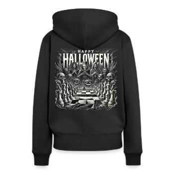 Gespenstisches Schachspiel Halloween Shirt - Frauen Premium Bio Hoodie - Schwarz - Hinten - Julia (174cm)