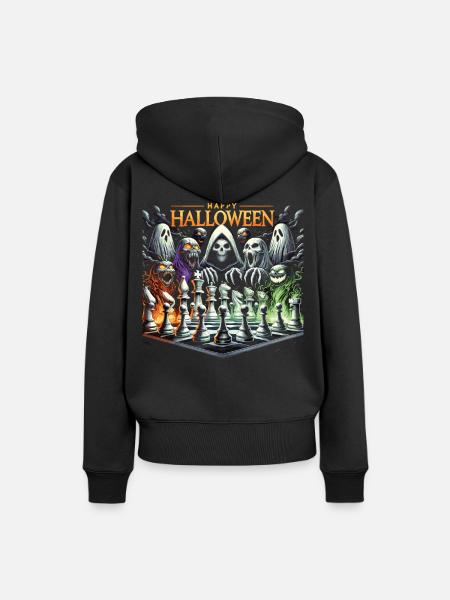 Schauriges Schach Halloween T-Shirt - Frauen Premium Bio Hoodie - Schwarz