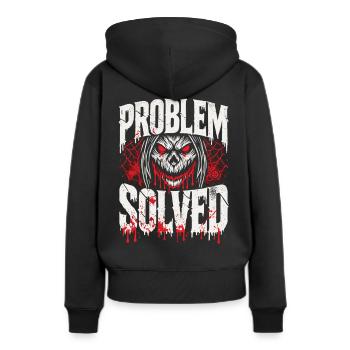 Blutige Lösung - Problem Solved - Frauen Premium Bio Hoodie - Schwarz - Hinten - Julia (174cm)
