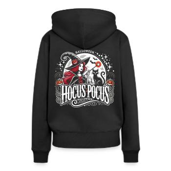 Zauberhafte Hexe mit Katze und Hocus Pocus - Frauen Premium Bio Hoodie - Schwarz - Hinten - Julia (174cm)