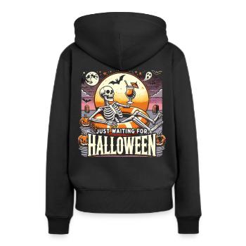 Drôle de squelette attendant halloween T-Shirt - Sweat à capuche Premium bio Femme - noir - Dos - Julia (174cm)