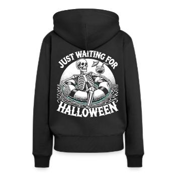 Squelette détendu Halloween attendant Halloween - Sweat à capuche Premium bio Femme - noir - Dos - Julia (174cm)