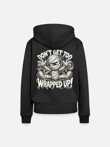 Eingewickelte Mumie Halloween Shirt - Frauen Premium Bio Hoodie - Schwarz