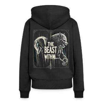 Chemise Loup-Garou Femme - La Bête Intérieure - Sweat à capuche Premium bio Femme - noir - Dos - Julia (174cm)