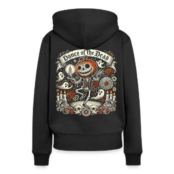 Halloween - Danse des fantômes - Sweat à capuche Premium bio Femme - noir - Dos - Julia (174cm)