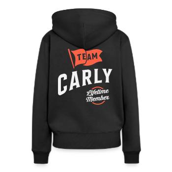 Team Carly Lifetime Member Funny Name Carly - Women’s Premium Organic Hoodie - black - Back - Julia (174cm)