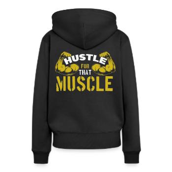 Se démener pour ce muscle - Sweat à capuche Premium bio Femme - noir - Dos - Julia (174cm)