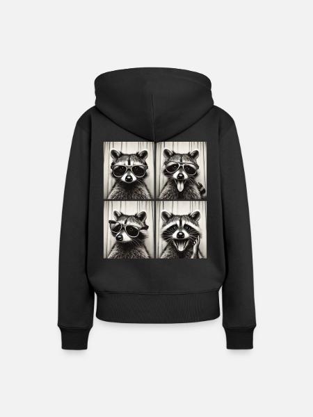 Fotobox Waschbär mit Sonnenbrille - Frauen Premium Bio Hoodie - Schwarz