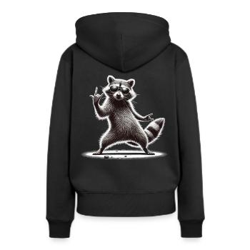 Rock-Waschbär – Métal et fraîcheur - Sweat à capuche Premium bio Femme - noir - Dos - Julia (174cm)