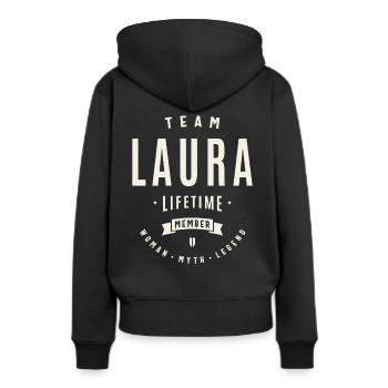 Team Laura Lebenslanges Mitglied Lustiger Name Laura - Frauen Premium Bio Hoodie - Schwarz - Hinten - Julia (174cm)