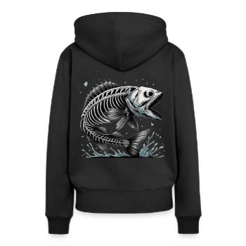 Poisson osseux maléfique des profondeurs - Sweat à capuche Premium bio Femme - noir - Dos - Julia (174cm)