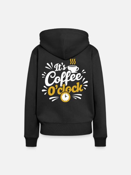 It's Coffee O'Clock – Kaffeeliebe - Frauen Premium Bio Hoodie - Schwarz