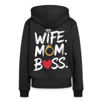 Ehefrau. Mama. Chefin. – Powerfrauen Geschenk - Frauen Premium Bio Hoodie - Schwarz - Hinten - Julia (174cm)