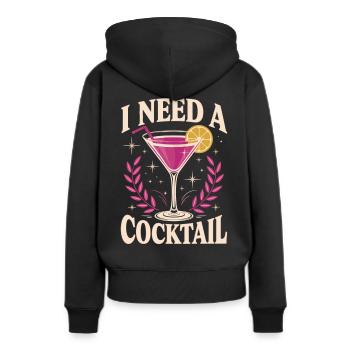Ich brauch einen Cocktail - Frauen Premium Bio Hoodie - Schwarz - Hinten - Julia (174cm)