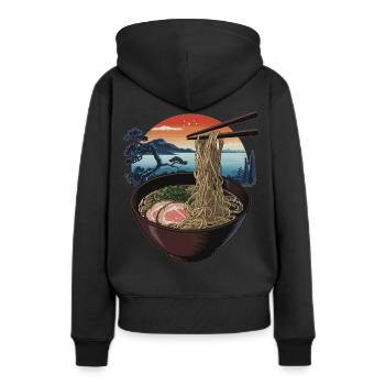 Japanische Ramen-Kunst - Frauen Premium Bio Hoodie - Schwarz - Hinten - Julia (174cm)