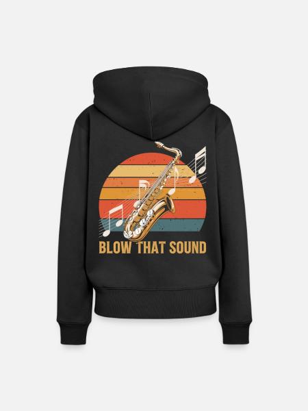 Saxophon Soundpower - Frauen Premium Bio Hoodie - Schwarz