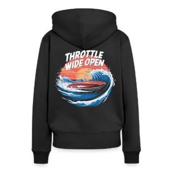 Speedboot Action Shirt - Frauen Premium Bio Hoodie - Schwarz - Hinten - Julia (174cm)