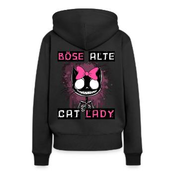 Boese alte Cat Lady Niedlich? Nein, nur gefährlich - Frauen Premium Bio Hoodie - Schwarz - Hinten - Julia (174cm)
