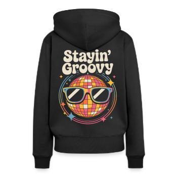 Bunte Diskokugel mit Sonnenbrille - Frauen Premium Bio Hoodie - Schwarz - Hinten - Julia (174cm)