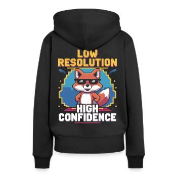 Retro-Fuchs mit Selbstbewusstsein für Gamer - Frauen Premium Bio Hoodie - Schwarz - Hinten - Julia (174cm)