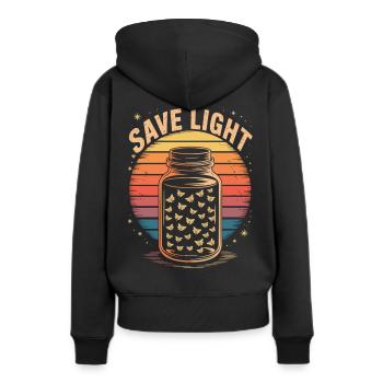 Sauvez la lumière – Lucioles rétro - Sweat à capuche Premium bio Femme - noir - Dos - Julia (174cm)
